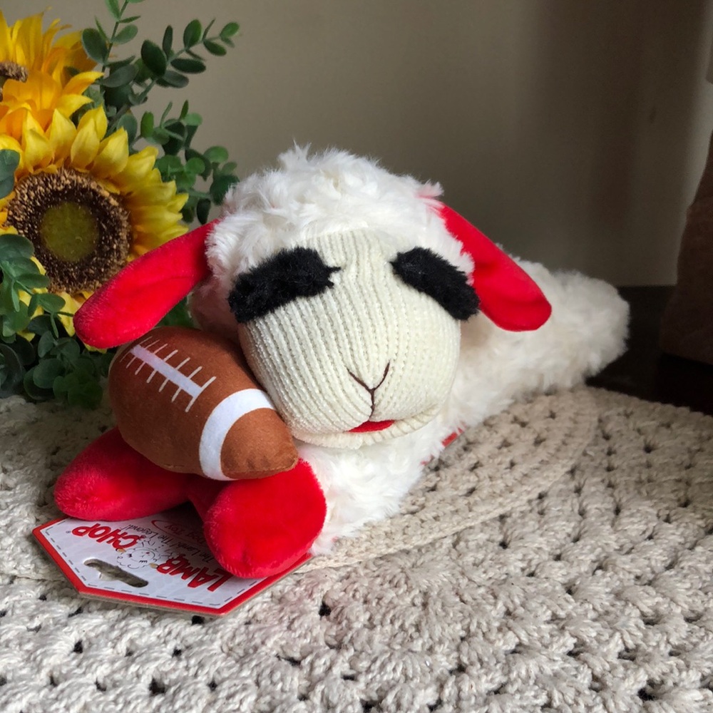 Lamb Chop Plush DOG Toy with FOOTBALL